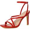 imageMostrin Strappy Heels for Women Square Open Toe Lace Up Heeled Sandals Ankle Strap Sexy Stiletto High Heels for Party Prom Dating WeddingRed