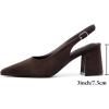 imageMostrin Block Slingback Heels for Women Pointed Closed Toe Chunky Heels Office Work Shoes Womens Pumps for Business CasualDark Brown Suede