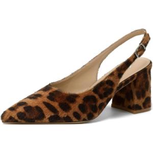 imageMostrin Block Slingback Heels for Women Pointed Closed Toe Chunky Heels Office Work Shoes Womens Pumps for Business CasualLeoprad Suede