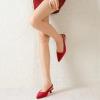 imageMostrin Slingback Kitten Heels for Women Pointed Closed Toe Heels Low Pumps Shoes for Party Work OfficeRed Suede