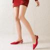 imageMostrin Slingback Kitten Heels for Women Pointed Closed Toe Heels Low Pumps Shoes for Party Work OfficeRed Suede