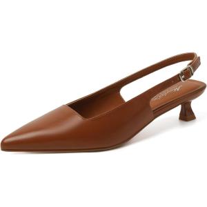 imageMostrin Slingback Kitten Heels for Women Pointed Closed Toe Heels Low Pumps Shoes for Party Work OfficeBrown