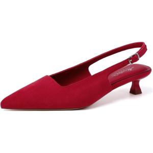 imageMostrin Slingback Kitten Heels for Women Pointed Closed Toe Heels Low Pumps Shoes for Party Work OfficeRed Suede