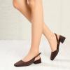 imageMostrin Womens Chunky Low Heels DOrsay Slingback Block Heel Pumps Closed Square Toe Dress Shoes for Work Office Daily WeddingDark Brown Suede 02