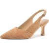 imageMostrin Kitten Heels for Women Slingback Pointed Closed Toe Heels Womens Pumps Shoes for Wedding Party CommutingLight Brown Suede