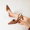 imageMostrin Kitten Heels for Women Slingback Pointed Closed Toe Heels Womens Pumps Shoes for Wedding Party CommutingBrown Suede10