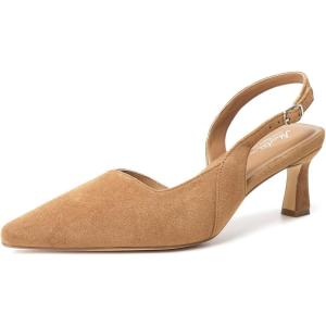 imageMostrin Kitten Heels for Women Slingback Pointed Closed Toe Heels Womens Pumps Shoes for Wedding Party CommutingLight Brown Suede10