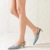 imageMostrin Slingback Kitten Heels for Women Pointed Closed Toe Heels Low Pumps Shoes for Party Work OfficeLight Blue Suede