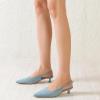 imageMostrin Slingback Kitten Heels for Women Pointed Closed Toe Heels Low Pumps Shoes for Party Work OfficeLight Blue Suede