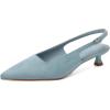 imageMostrin Slingback Kitten Heels for Women Pointed Closed Toe Heels Low Pumps Shoes for Party Work OfficeLight Blue Suede