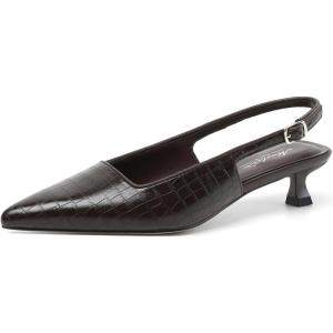 imageMostrin Slingback Kitten Heels for Women Pointed Closed Toe Heels Low Pumps Shoes for Party Work OfficeChoc Croc