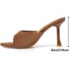 imageMostrin Kitten Heels for Women Round Toe Heels With Bow Vintage Mules Sexy Slip on Stiletto Backless Sandals for Party DailyBrown Suede08