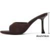 imageMostrin Kitten Heels for Women Round Toe Heels With Bow Vintage Mules Sexy Slip on Stiletto Backless Sandals for Party DailyDarkbrown Suede08