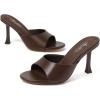 imageMostrin Kitten Heels for Women Round Toe Heels With Bow Vintage Mules Sexy Slip on Stiletto Backless Sandals for Party DailyDarkbrown08
