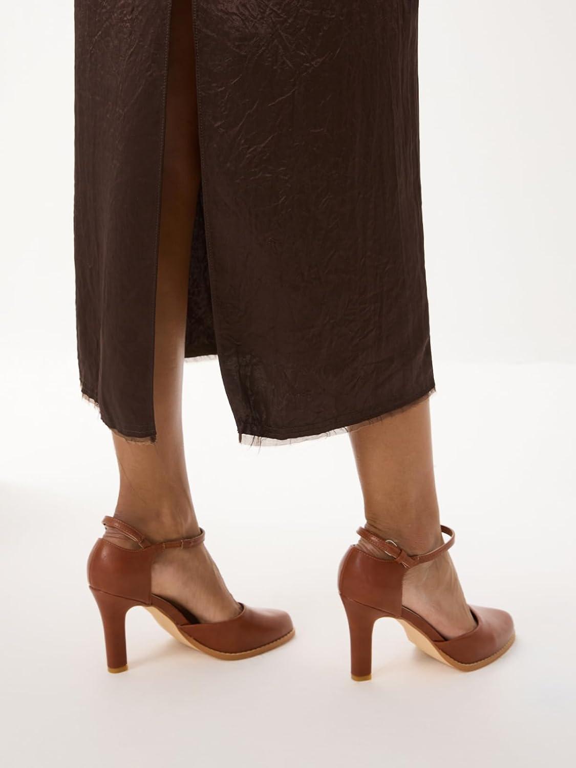 imageMostrin Womens Chunky High Heels Closed Toe Ankle Strap Pumps Vintage Party Work Office Pumps Shoes Comfortable Dress Shoes for WomenBrown