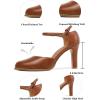 imageMostrin Womens Chunky High Heels Closed Toe Ankle Strap Pumps Vintage Party Work Office Pumps Shoes Comfortable Dress Shoes for WomenBrown