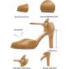 imageMostrin Womens Chunky High Heels Closed Toe Ankle Strap Pumps Vintage Party Work Office Pumps Shoes Comfortable Dress Shoes for WomenLight Brown
