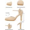 imageMostrin Womens Chunky High Heels Closed Toe Ankle Strap Pumps Vintage Party Work Office Pumps Shoes Comfortable Dress Shoes for WomenNude