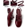 imageMostrin Mary Jane Shoes Women Slingback Chunky Low Heels for Women Closed Rounded Toe Ankle Strap Pumps Daily Wedding Party Dress ShoesBurgundy