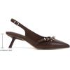 imageMostrin Kitten Heels for Women Pointed Toe Pumps Patent Leather Low Heel Slingback Heels with Buckle Dress Shoes for Dating Party WorkingChocbrown 03