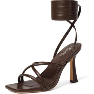 imageMostrin Womens Sandals Strappy Heels for Women Lace Up Square Open Toe Heels Tie Up High Heeled Sandals for Prom Party Daily WearCoffee Brown