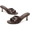 image:imageMostrin Strappy Kitten Heels for Women Round Open Toe Flip Flops Slip On Mules Heels Fashion Thong Heeled Sandals for Party Wedding HolidayDarkbrown