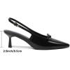 image:imageMostrin Kitten Heels for Women Pointed Toe Pumps Patent Leather Low Heel Slingback Heels with Buckle Dress Shoes for Dating Party WorkingBlack P03