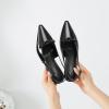image:imageMostrin Kitten Heels for Women Pointed Toe Pumps Patent Leather Low Heel Slingback Heels with Buckle Dress Shoes for Dating Party WorkingBlack P03