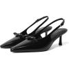 image:imageMostrin Kitten Heels for Women Pointed Toe Pumps Patent Leather Low Heel Slingback Heels with Buckle Dress Shoes for Dating Party WorkingBlack P03