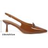 image:imageMostrin Kitten Heels for Women Pointed Toe Pumps Patent Leather Low Heel Slingback Heels with Buckle Dress Shoes for Dating Party WorkingBrown P03