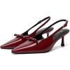 image:imageMostrin Kitten Heels for Women Pointed Toe Pumps Patent Leather Low Heel Slingback Heels with Buckle Dress Shoes for Dating Party WorkingBurgundy 03