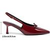 image:imageMostrin Kitten Heels for Women Pointed Toe Pumps Patent Leather Low Heel Slingback Heels with Buckle Dress Shoes for Dating Party WorkingBurgundy 03