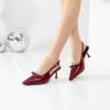 image:imageMostrin Kitten Heels for Women Pointed Toe Pumps Patent Leather Low Heel Slingback Heels with Buckle Dress Shoes for Dating Party WorkingBurgundy 03