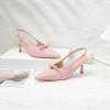 image:imageMostrin Kitten Heels for Women Pointed Toe Pumps Patent Leather Low Heel Slingback Heels with Buckle Dress Shoes for Dating Party WorkingPink P03