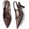 image:imageMostrin Kitten Heels for Women Slingback Pointed Closed Toe Heels Womens Pumps Shoes for Wedding Party CommutingDark Brown Mesh