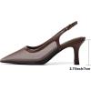 image:imageMostrin Kitten Heels for Women Slingback Pointed Closed Toe Heels Womens Pumps Shoes for Wedding Party CommutingDark Brown Mesh