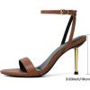 image:imageMostrin Strappy Heels for Women Lace Up Ankle Strap Round Open Toe Stiletto High Heels Womens Heeled Sandals for Prom Party DailyBrown08