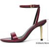 image:imageMostrin Strappy Heels for Women Lace Up Ankle Strap Round Open Toe Stiletto High Heels Womens Heeled Sandals for Prom Party DailyBurgundy08
