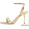 image:imageMostrin Strappy Heels for Women Lace Up Ankle Strap Round Open Toe Stiletto High Heels Womens Heeled Sandals for Prom Party DailyShiny Gold08
