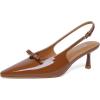 image:imageMostrin Kitten Heels for Women Pointed Toe Pumps Patent Leather Low Heel Slingback Heels with Buckle Dress Shoes for Dating Party WorkingBrown P03