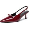 image:imageMostrin Kitten Heels for Women Pointed Toe Pumps Patent Leather Low Heel Slingback Heels with Buckle Dress Shoes for Dating Party WorkingBurgundy 03
