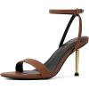 image:imageMostrin Strappy Heels for Women Lace Up Ankle Strap Round Open Toe Stiletto High Heels Womens Heeled Sandals for Prom Party DailyBrown08