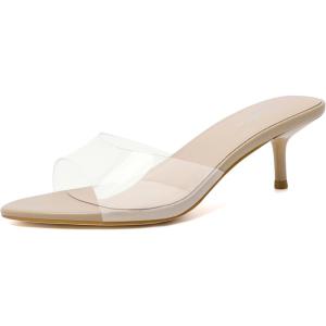 image:imageMostrin Kitten Heels for Women Pointed Toe Vintage Mules Heels Sexy Slip on Stiletto Backless Sandals for Party Wedding DailyClear