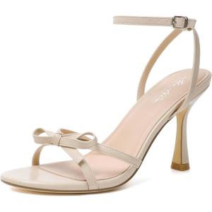 image:imageMostrin Strappy Heels for Women Lace Up Ankle Strap Round Open Toe Stiletto High Heels Womens Heeled Sandals for Prom Party DailyNude10
