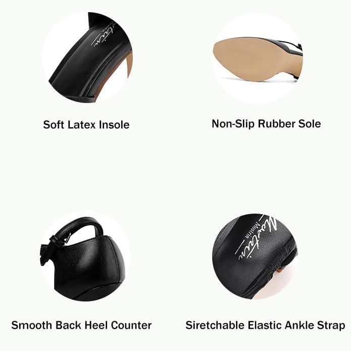 image:imageMostrin Closed Toe Chunky High Heels Comfortable Dress Shoes for Women Pumps Vintage Heels Dressy Wedding Party Formal Office Business DOrsay Pumps ShoesBlack
