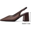 image:imageMostrin Block Slingback Heels for Women Pointed Closed Toe Chunky Heels Office Work Shoes Womens Pumps for Business CasualDark Brown Mesh