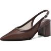 image:imageMostrin Block Slingback Heels for Women Pointed Closed Toe Chunky Heels Office Work Shoes Womens Pumps for Business CasualDark Brown Mesh