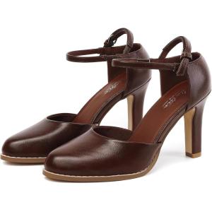image:imageMostrin Closed Toe Chunky High Heels Comfortable Dress Shoes for Women Pumps Vintage Heels Dressy Wedding Party Formal Office Business DOrsay Pumps ShoesDark Brown