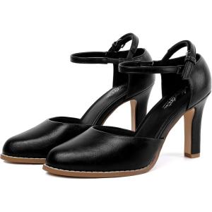 image:imageMostrin Closed Toe Chunky High Heels Comfortable Dress Shoes for Women Pumps Vintage Heels Dressy Wedding Party Formal Office Business DOrsay Pumps ShoesBlack
