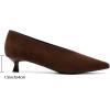 image:imageMostrin Kitten Heels for Women Pointed Closed Toe Heels Low Pumps Shoes for Party Work OfficeEspresso Suede